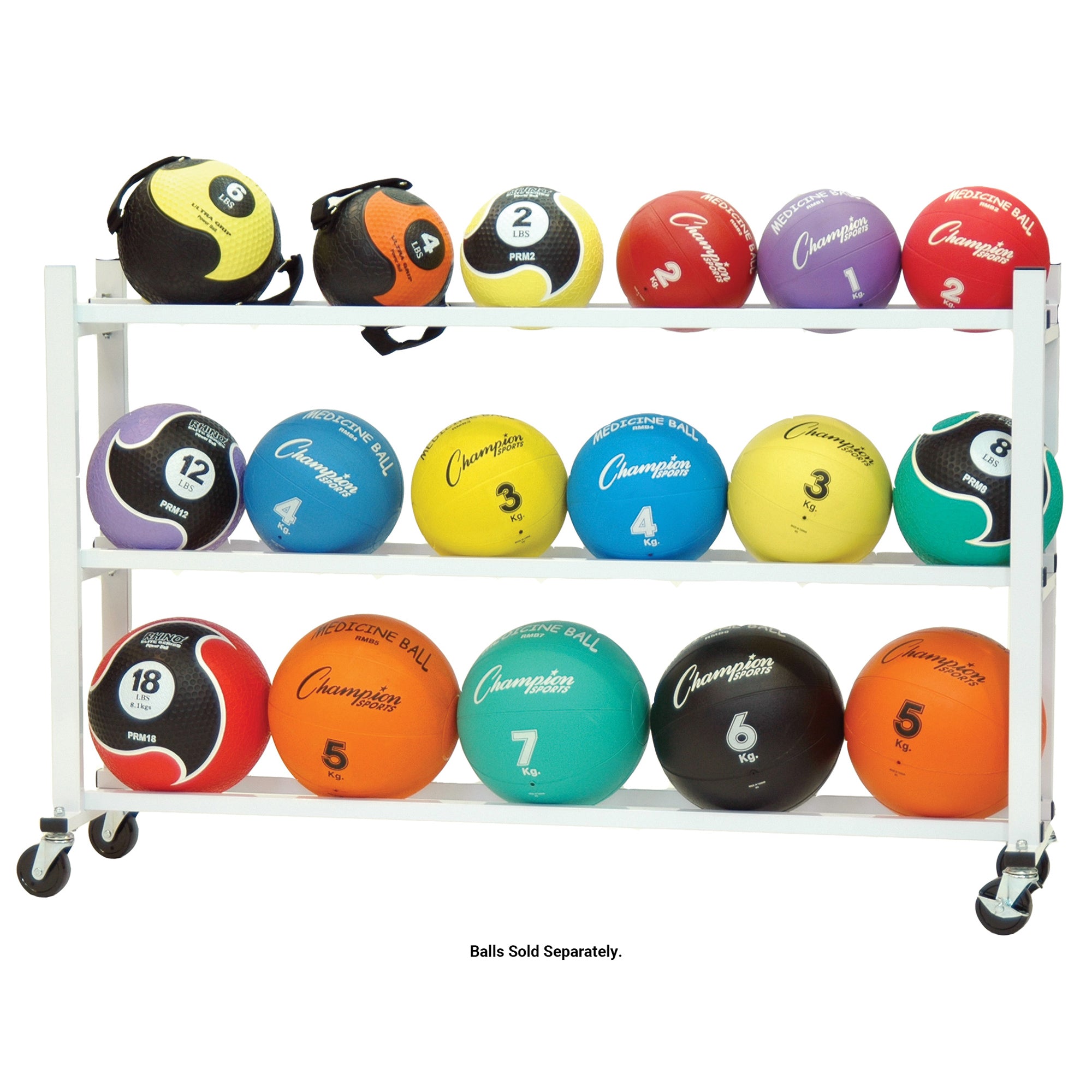 Deluxe Medicine Ball Cart RHINO __label:NEW! Agility fitness medicine ball physical therapy Storage Training