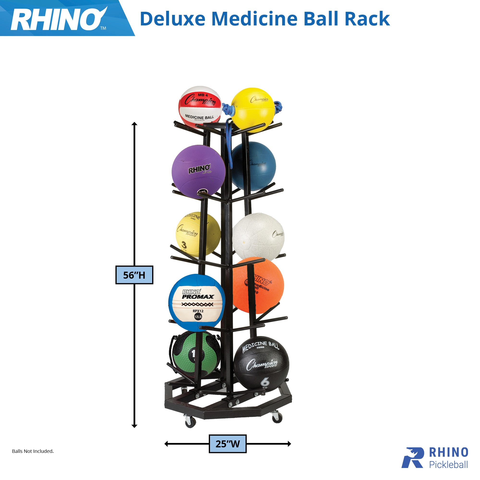 Deluxe Medicine Ball Rack RHINO __label:NEW! Agility balls fitness medicine ball physical therapy resistance Storage Training