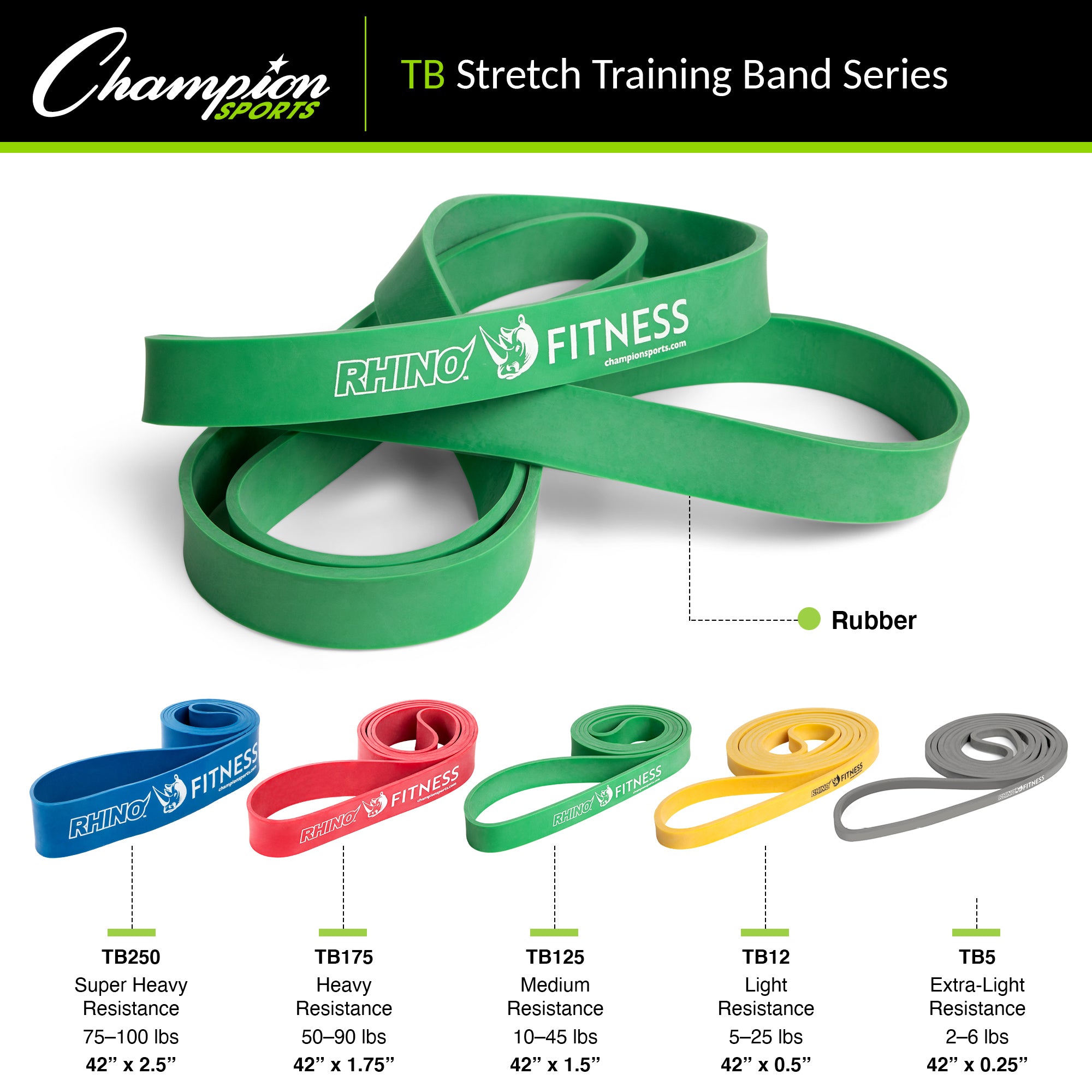 RHINO Fitness® Stretch Resistance-Training Band Series RHINO Fitness fitness loop physical therapy Resistance Training