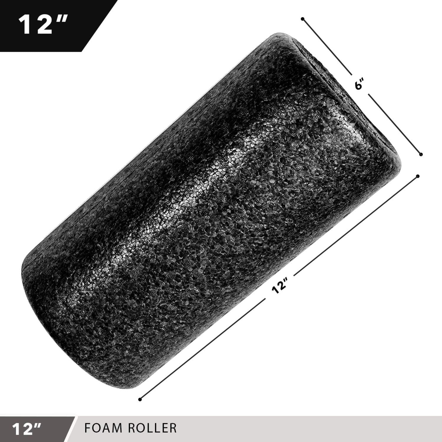 High-Density Foam Roller 12" Solid Black Day 1 Fitness