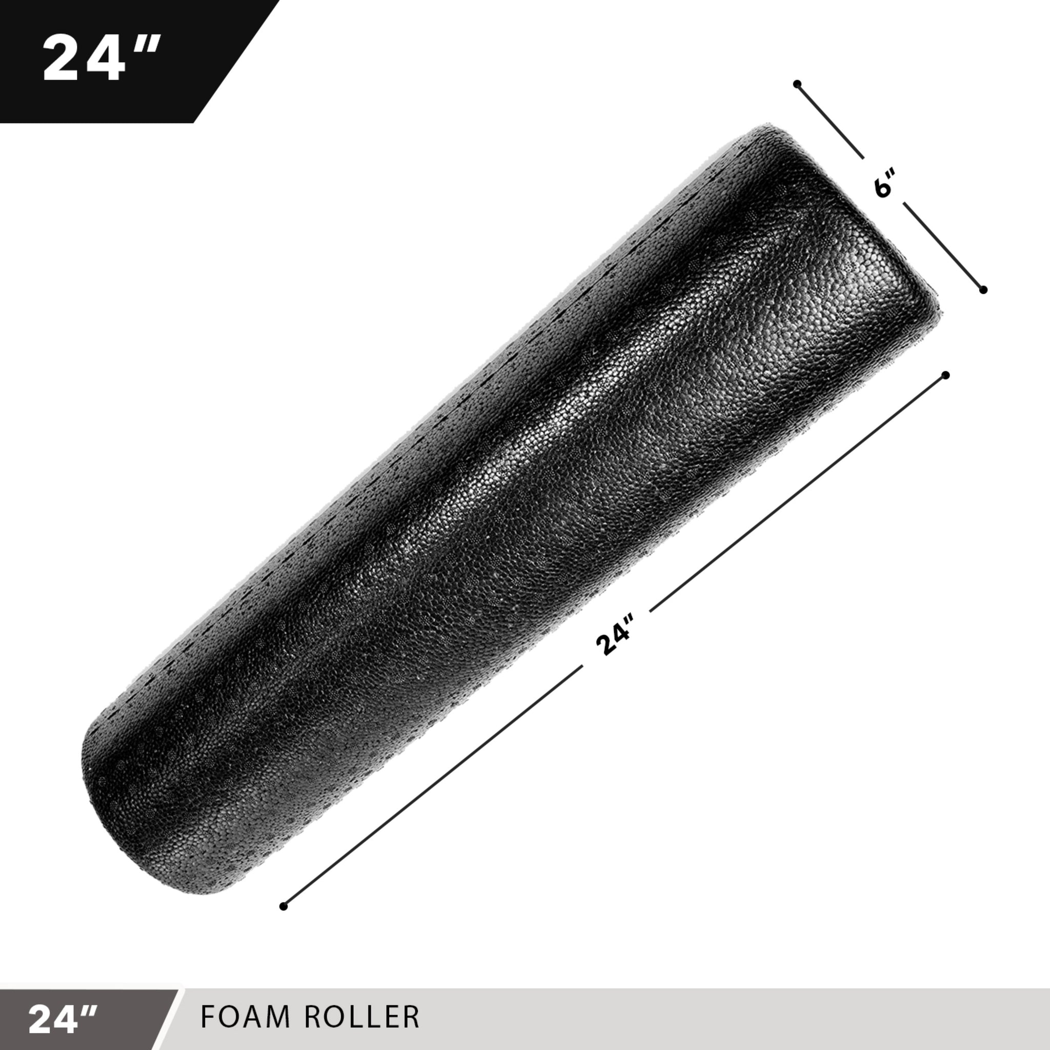 High-Density Foam Roller 24" Solid Black Day 1 Fitness
