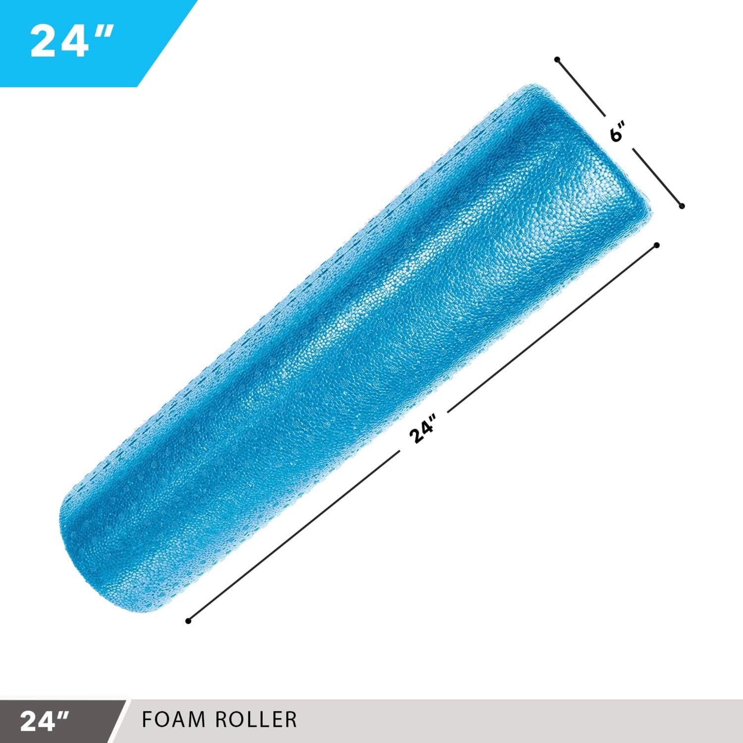 High-Density Foam Roller 24" Solid Blue Day 1 Fitness