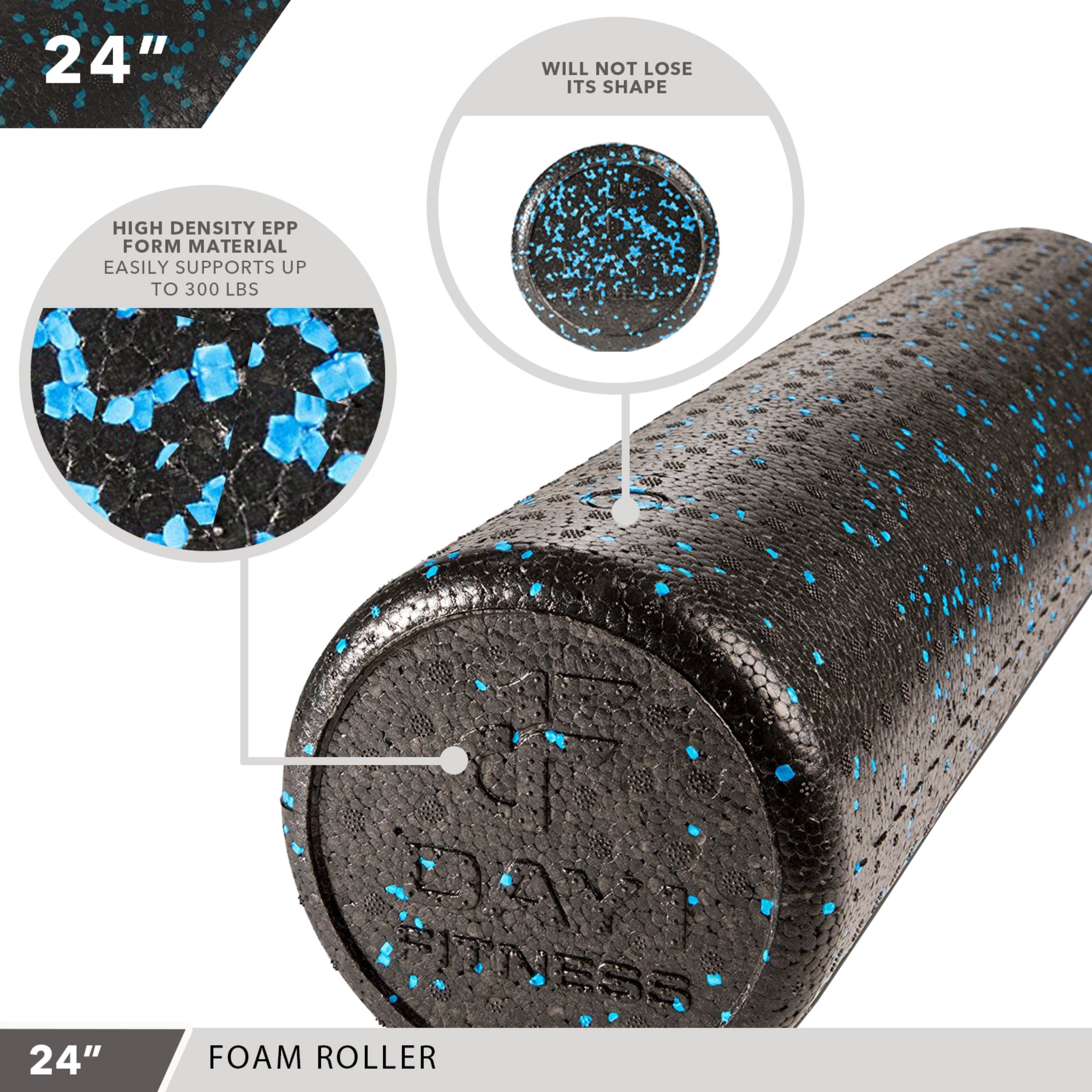High-Density Foam Roller 24" Speckled Blue Day 1 Fitness