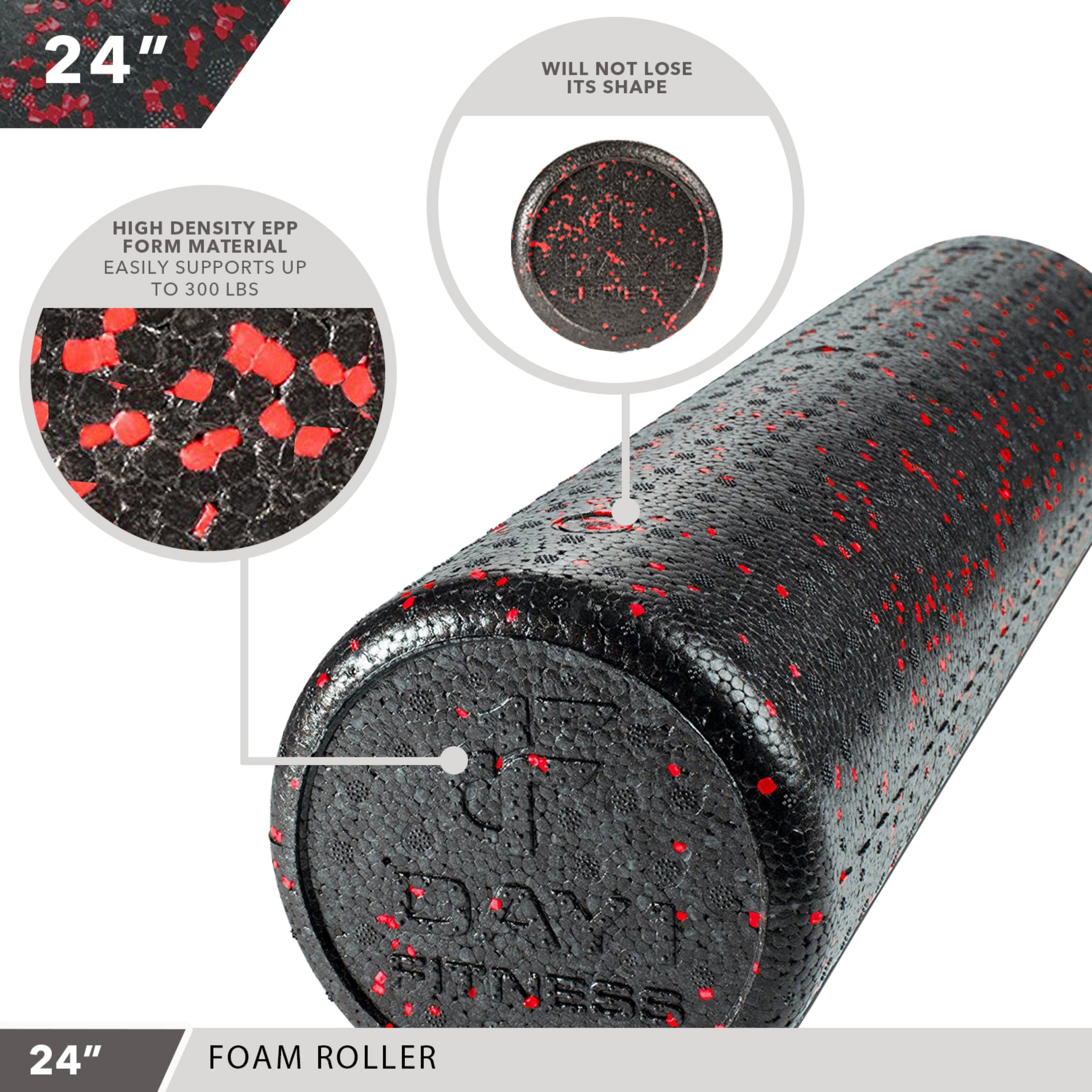 High-Density Foam Roller 24" Speckled Red Day 1 Fitness