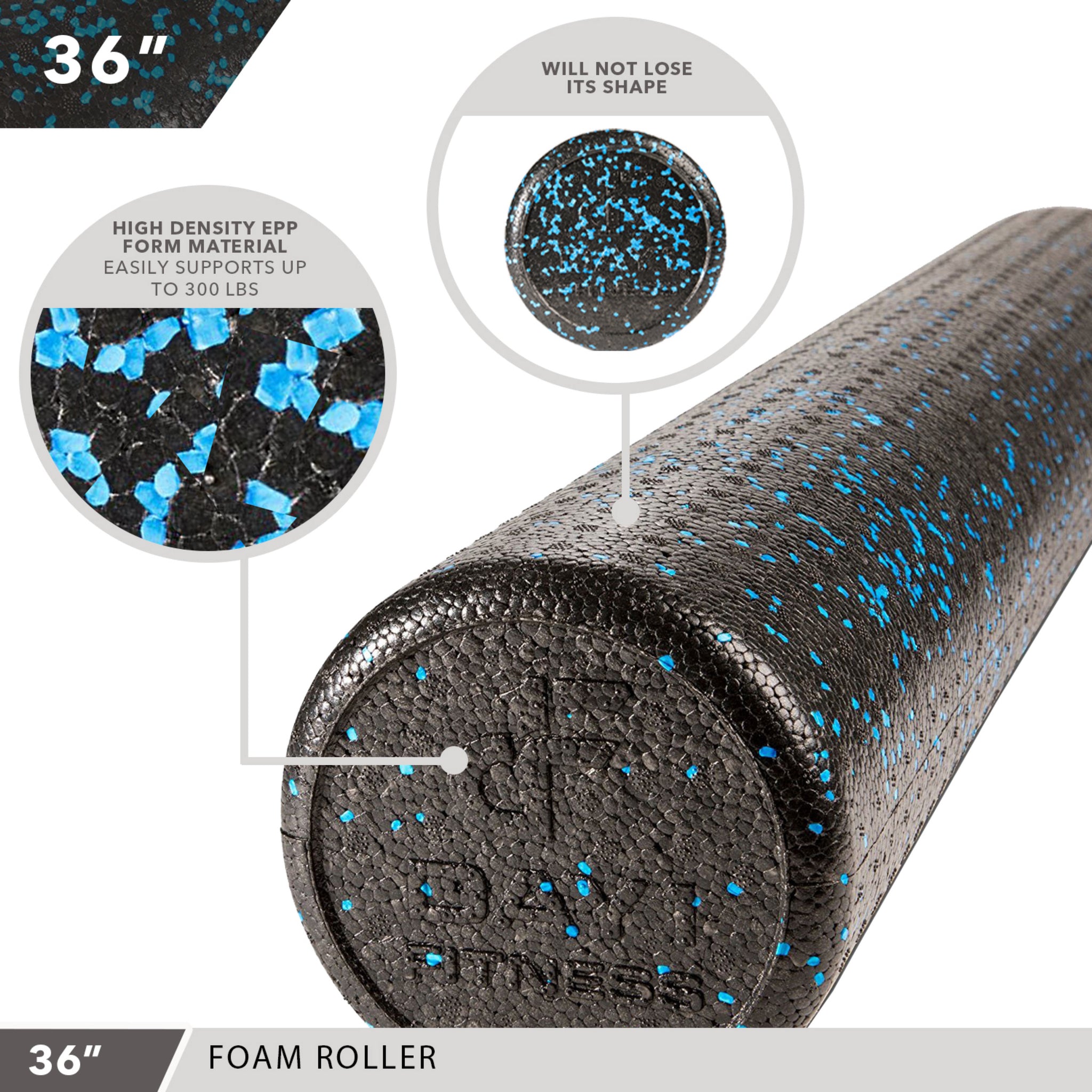 High-Density Foam Roller 36" Speckled Blue Day 1 Fitness
