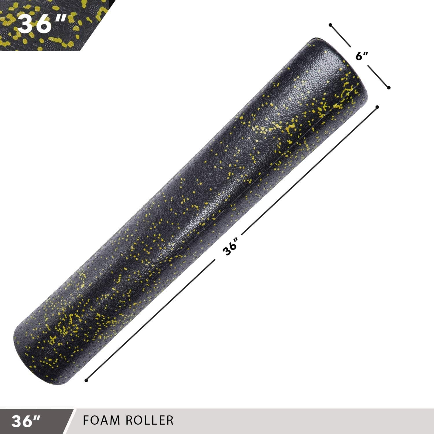 High-Density Foam Roller 36" Speckled Yellow Day 1 Fitness