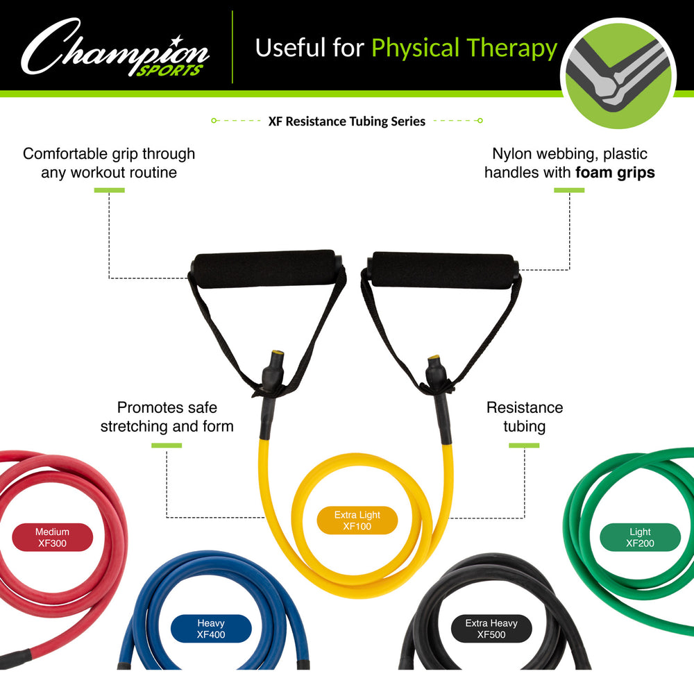 XF Resistance Tubing with Foam Handles Series RHINO __label:NEW! Fitness Physical Therapy Resistance Training Tubing
