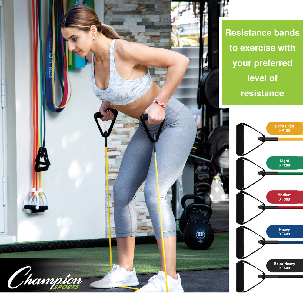 XF Resistance Tubing with Foam Handles Series RHINO __label:NEW! Fitness Physical Therapy Resistance Training Tubing