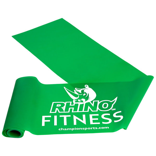 RHINO Fitness® Flat Exercise Band Series 8 lb, Medium, Green RHINO fitness indoor outdoor physical therapy