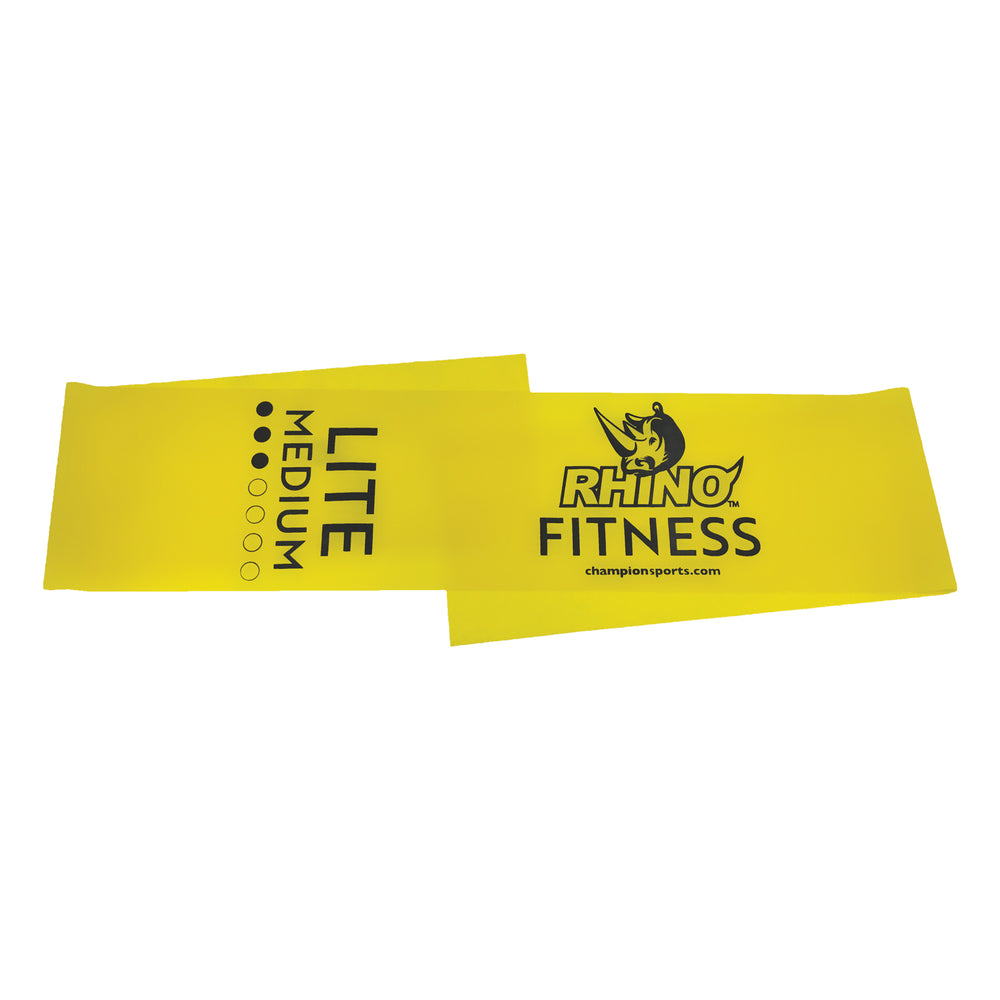 RHINO Fitness® Flat Exercise Band Series 6 lb, Light/Medium, Yellow RHINO fitness indoor outdoor physical therapy