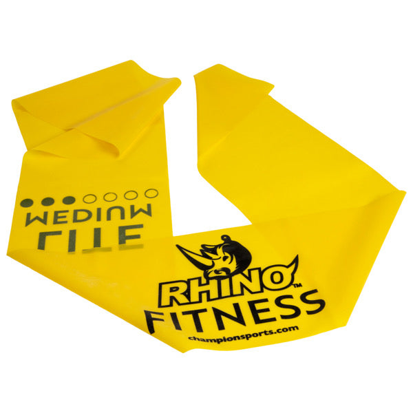 RHINO Fitness® Flat Exercise Band Series 6 lb, Light/Medium, Yellow RHINO fitness indoor outdoor physical therapy