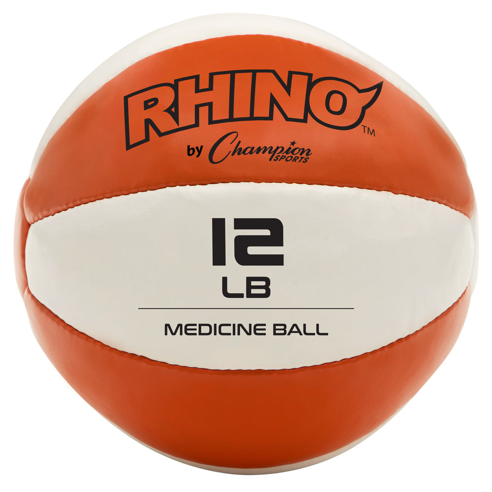 RHINO Fitness® Leather Medicine Ball Series 11-12 lb, 5 kg, 7.98"D, Orange RHINO __label:NEW! fitness indoor medicine ball physical therapy