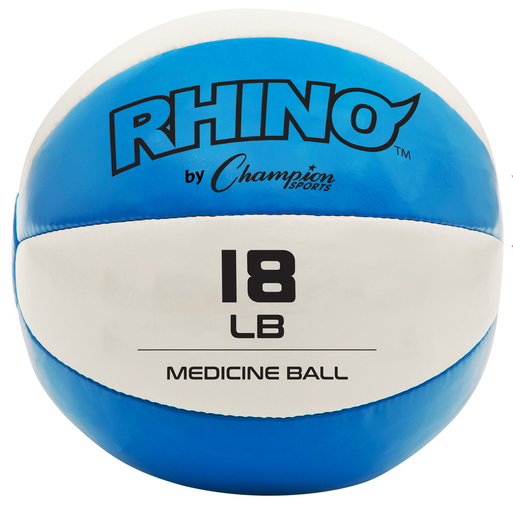 RHINO Fitness® Leather Medicine Ball Series 17-18 lb, 8 kg, 8.37"D, Blue RHINO __label:NEW! fitness indoor medicine ball physical therapy