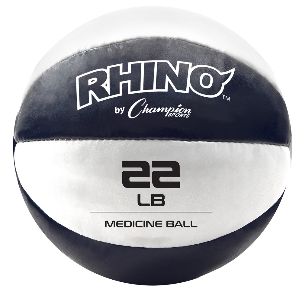RHINO Fitness® Leather Medicine Ball Series 21-22 lb, 10 kg, 8.37"D, Navy RHINO __label:NEW! fitness indoor medicine ball physical therapy