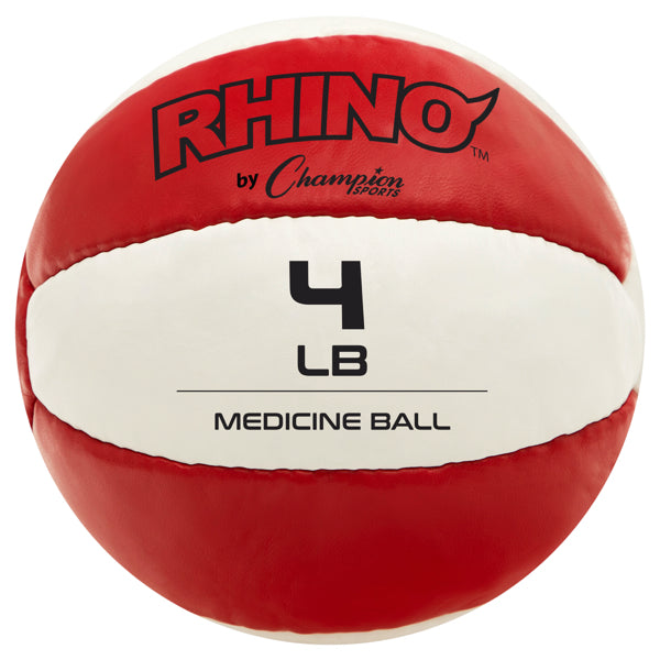 RHINO Fitness® Leather Medicine Ball Series 4-5 lb, 2 kg, 6.17"D, Red RHINO __label:NEW! fitness indoor medicine ball physical therapy