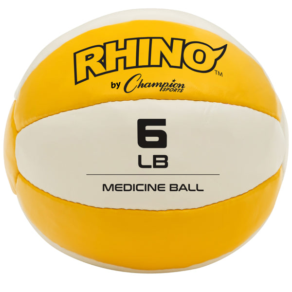 RHINO Fitness® Leather Medicine Ball Series 6-7 lb, 3 kg, 7.79"D, Yellow RHINO __label:NEW! fitness indoor medicine ball physical therapy