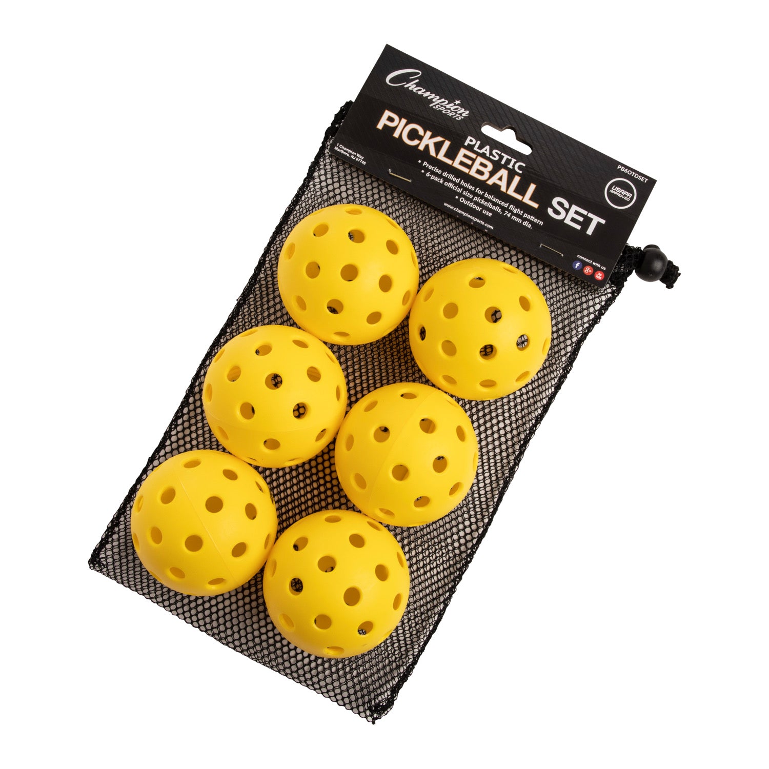 Striker Series, Set of Six Outdoor Pickleballs RHINO Pickleball balls outdoor pickleballs set