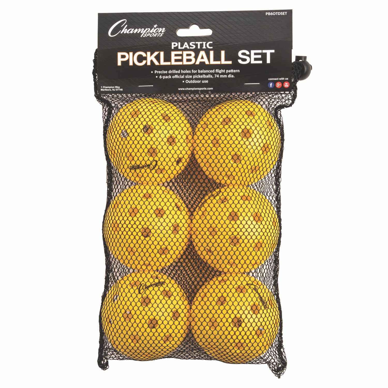 Striker Series, Set of Six Outdoor Pickleballs RHINO Pickleball balls outdoor pickleballs set