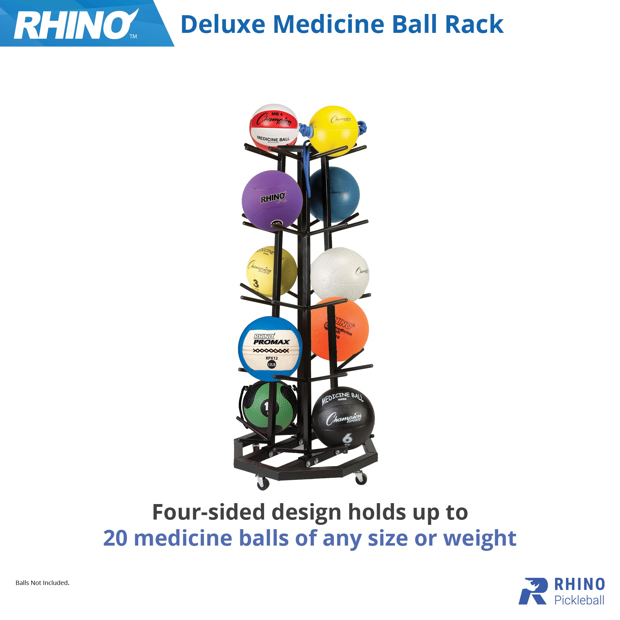 Deluxe Medicine Ball Rack RHINO __label:NEW! accessories Agility balls fitness medicine ball physical therapy resistance Storage Training