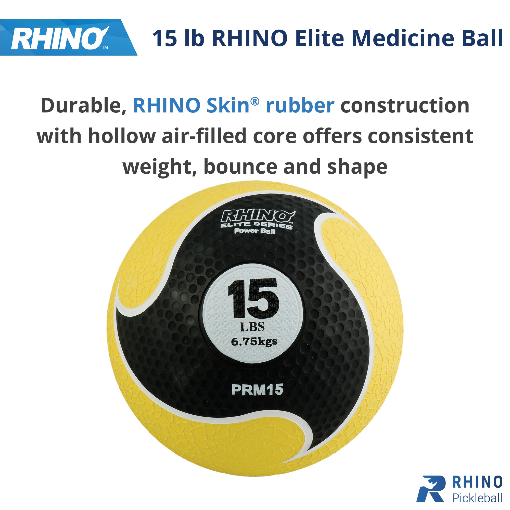 Rhino Elite Medicine Ball Series 15 lb RHINO __label:NEW! Agility fitness medicine ball physical therapy resistance Training