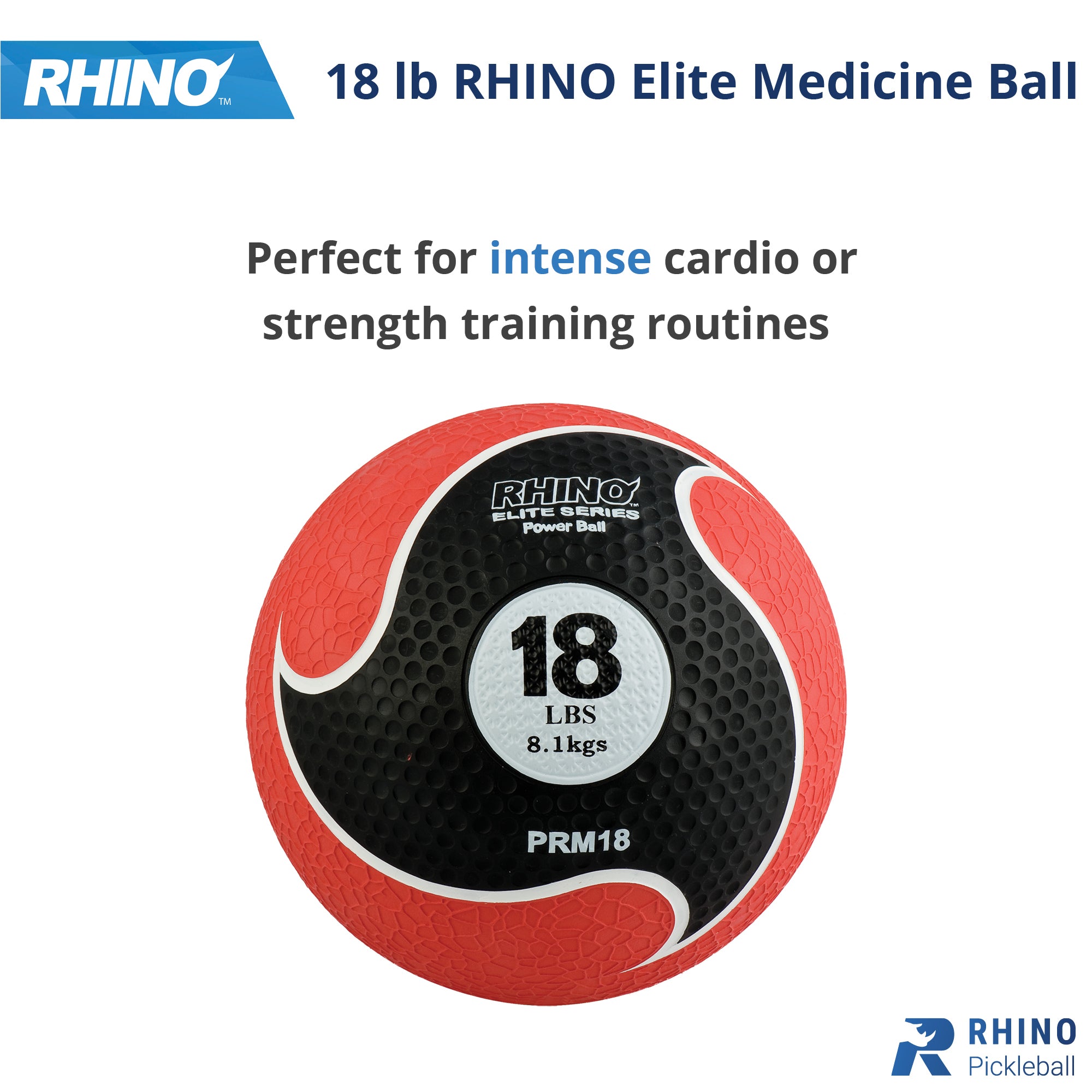 Rhino Elite Medicine Ball Series 18 lb RHINO __label:NEW! Agility fitness medicine ball physical therapy resistance Training