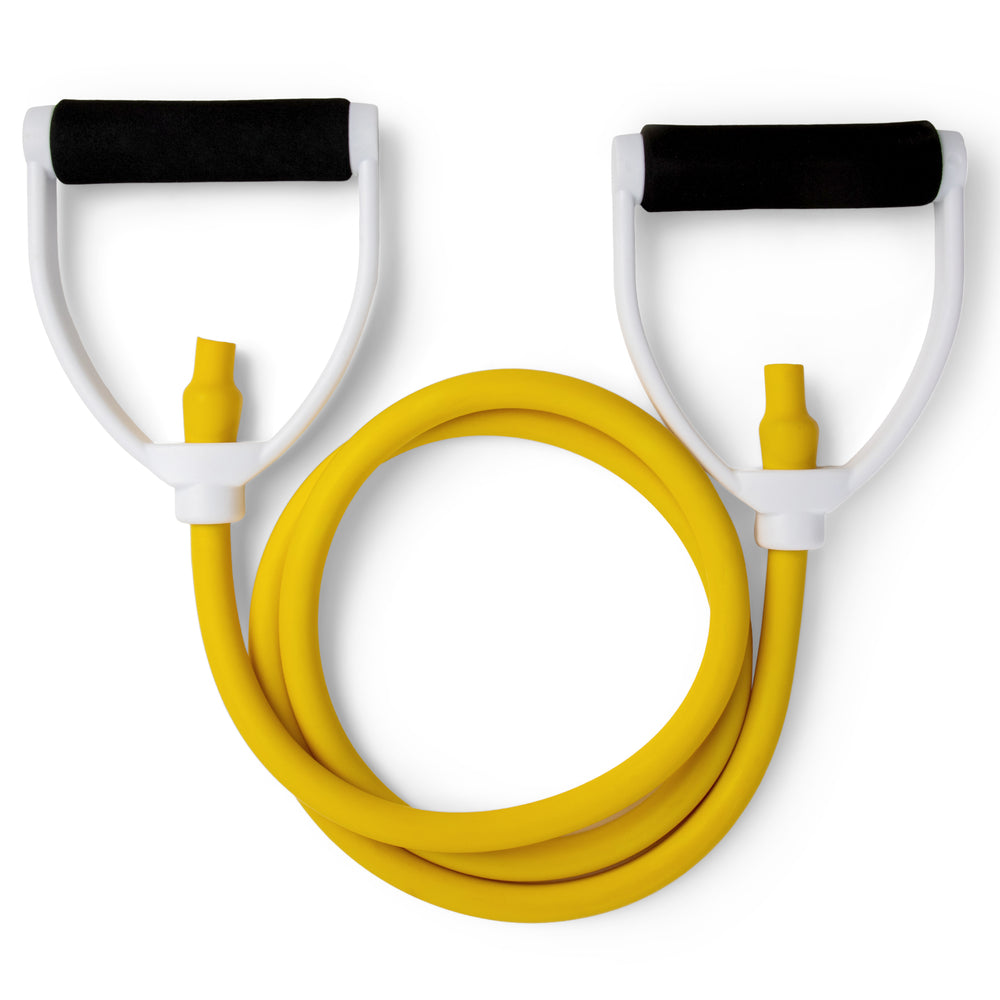 XT Resistance Tubing Series 70 lbs, Medium-Heavy, Yellow RHINO Fitness Foam Physical Therapy Resistance Tubing